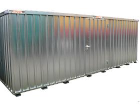 6m Materialcontainer - Schnellbaucontainer mit Einflügeltür auf der langen Seite und Kranösen