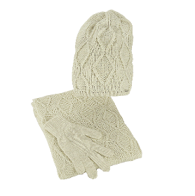 Damen-Winterset, Mütze ohne Pompon, Schal, Handschuhe