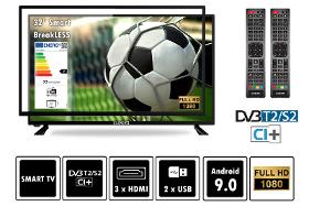 Elements 32" Smart TV Fernseher DVB-T2/S2, bruchfest ELT32SDEBR9